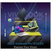 Asus Vivobook Pro 14 Laptop - 11th Gen Core i7 3.30GHz 16GB 1TB 4GB Win11Home 14inch OLED Silver English/Arabic Keyboard K3400PH OLED007W (2022) Middle East Version