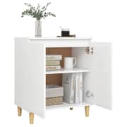 Vidaxl Sideboard With Solid Wood Legs White 60x35x70 Cm Chipboard