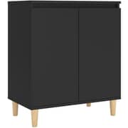 Vidaxl Sideboard With Solid Wood Legs Black 60x35x70 Cm Chipboard