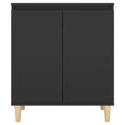 Vidaxl Sideboard With Solid Wood Legs Black 60x35x70 Cm Chipboard