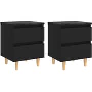 Vidaxl Bed Cabinets With Solid Pinewood Legs 2 Pcs Black 40x35x50 Cm