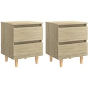 Vidaxl Bed Cabinets & Solid Pinewood Legs 2 Pcs Sonoma Oak 40x35x50 Cm