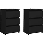 Vidaxl Bed Cabinets 2 Pcs Black 40x35x62.5 Cm Chipboard