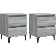 Vidaxl Bed Cabinets With Metal Legs 2 Pcs Grey Sonoma 40x35x50 Cm