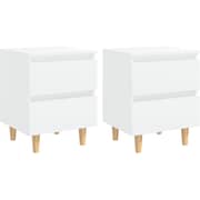 Vidaxl Bed Cabinets With Solid Pinewood Legs 2 Pcs White 40x35x50 Cm