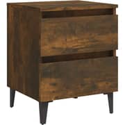 Vidaxl Bed Cabinet With Metal Legs Smoked Oak 40x35x50 Cm