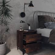 Vidaxl Bed Cabinet With Metal Legs Smoked Oak 40x35x50 Cm