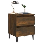 Vidaxl Bed Cabinets With Metal Legs 2 Pcs Smoked Oak 40x35x50 Cm