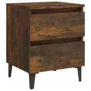 Vidaxl Bed Cabinets With Metal Legs 2 Pcs Smoked Oak 40x35x50 Cm