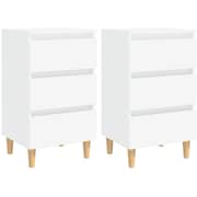 Vidaxl Bed Cabinets With Solid Wood Legs 2 Pcs White 40x35x69 Cm