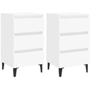 Vidaxl Bed Cabinet With Metal Legs 2 Pcs White 40x35x69 Cm