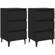 Vidaxl Bed Cabinet With Metal Legs 2 Pcs Black 40x35x69 Cm