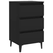 Vidaxl Bed Cabinet With Metal Legs 2 Pcs Black 40x35x69 Cm