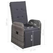 Vidaxl Reclining Garden Chair With Cushion Poly Rattan Grey