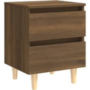 Vidaxl Bed Cabinet With Solid Wood Legs Brown Oak 40x35x50 Cm