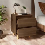 Vidaxl Bed Cabinet With Solid Wood Legs Brown Oak 40x35x50 Cm