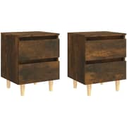 Vidaxl Bed Cabinets With Solid Wood Legs 2 Pcs Smoked Oak 40x35x50 Cm