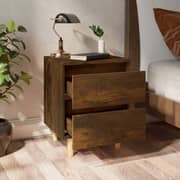 Vidaxl Bed Cabinets With Solid Wood Legs 2 Pcs Smoked Oak 40x35x50 Cm