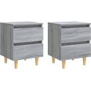 Vidaxl Bed Cabinets With Solid Wood Legs 2 Pcs Grey Sonoma 40x35x50 Cm