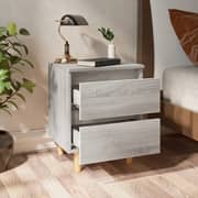 Vidaxl Bed Cabinets With Solid Wood Legs 2 Pcs Grey Sonoma 40x35x50 Cm