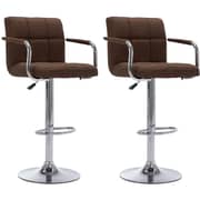 Vidaxl Bar Stools 2 Pcs Brown Fabric