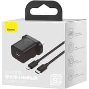 Baseus Wall Charger + Type-C To Lightning Cable 1m Black
