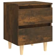 Vidaxl Bed Cabinet With Solid Wood Legs Smoked Oak 40x35x50 Cm