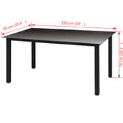 Vidaxl Garden Table Black 150x90x74 Cm Aluminium And Glass