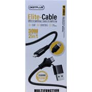 Digitplus 2 In 1 Charging Cable 2.2m Black