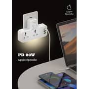 Ldnio Double Plug Adaptor With Touch Control Nightlight, 2 Way Plugs Extension Multi Sockets Wall Charger Adapter With 1 Usb-c & 2 Usb Slots Pd & Qc3.0, Power Socket For Home,office-