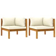 Vidaxl Corner Sofas 2 Pcs With Cream White Cushions Solid Acacia Wood