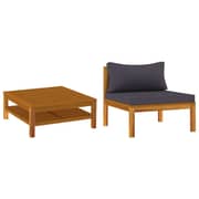 Vidaxl 2 Piece Garden Sofa Set With Dark Grey Cushions Acacia Wood