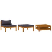 Vidaxl 3 Piece Garden Lounge Set With Dark Grey Cushions Acacia Wood
