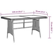 Vidaxl Garden Table Grey 130x70x72 Cm Poly Rattan & Solid Acacia Wood