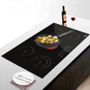Milton 5 Burners Built-in Hob Ceramic Electric Vitro Glass 4 High-light Cook Zone, Front Touch Control Panel Black MHV905B - 1 Year Warranty