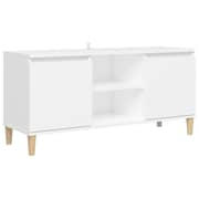 Vidaxl Tv Cabinet With Solid Wood Legs White 103.5x35x50 Cm
