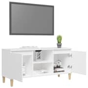 Vidaxl Tv Cabinet With Solid Wood Legs White 103.5x35x50 Cm