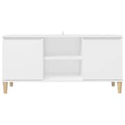 Vidaxl Tv Cabinet With Solid Wood Legs White 103.5x35x50 Cm