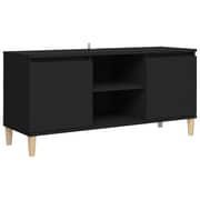 Vidaxl Tv Cabinet With Solid Wood Legs Black 103.5x35x50 Cm