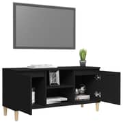 Vidaxl Tv Cabinet With Solid Wood Legs Black 103.5x35x50 Cm