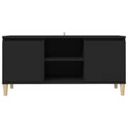 Vidaxl Tv Cabinet With Solid Wood Legs Black 103.5x35x50 Cm