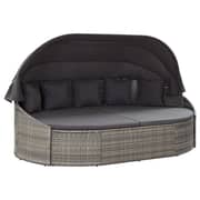 Vidaxl Outdoor Lounge Bed With Canopy Poly Rattan Grey
