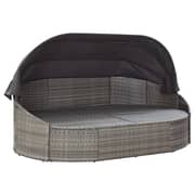 Vidaxl Outdoor Lounge Bed With Canopy Poly Rattan Grey