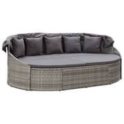Vidaxl Outdoor Lounge Bed With Canopy Poly Rattan Grey