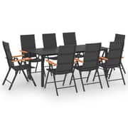 Vidaxl 9 Piece Garden Dining Set Black And Brown