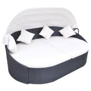 Vidaxl Outdoor Lounge Bed With Canopy Poly Rattan Black