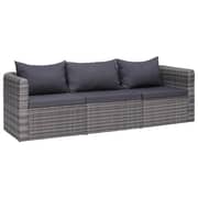 Vidaxl 3 Piece Garden Sofa Set With Cushions Grey Poly Rattan