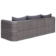 Vidaxl 3 Piece Garden Sofa Set With Cushions Grey Poly Rattan