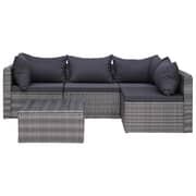 Vidaxl 5 Piece Garden Sofa Set With Cushions & Pillows Poly Rattan Grey