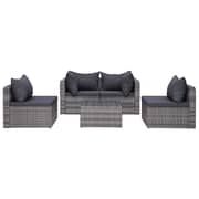 Vidaxl 5 Piece Garden Sofa Set With Cushions & Pillows Poly Rattan Grey